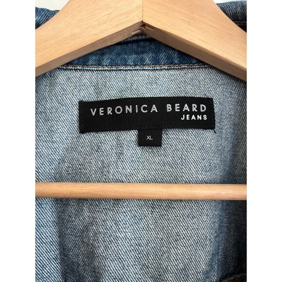 Veronica Beard Raina Blue Jean Denim Cropped Jacket Short Puff Sleeve | XL - Picture 3 of 13
